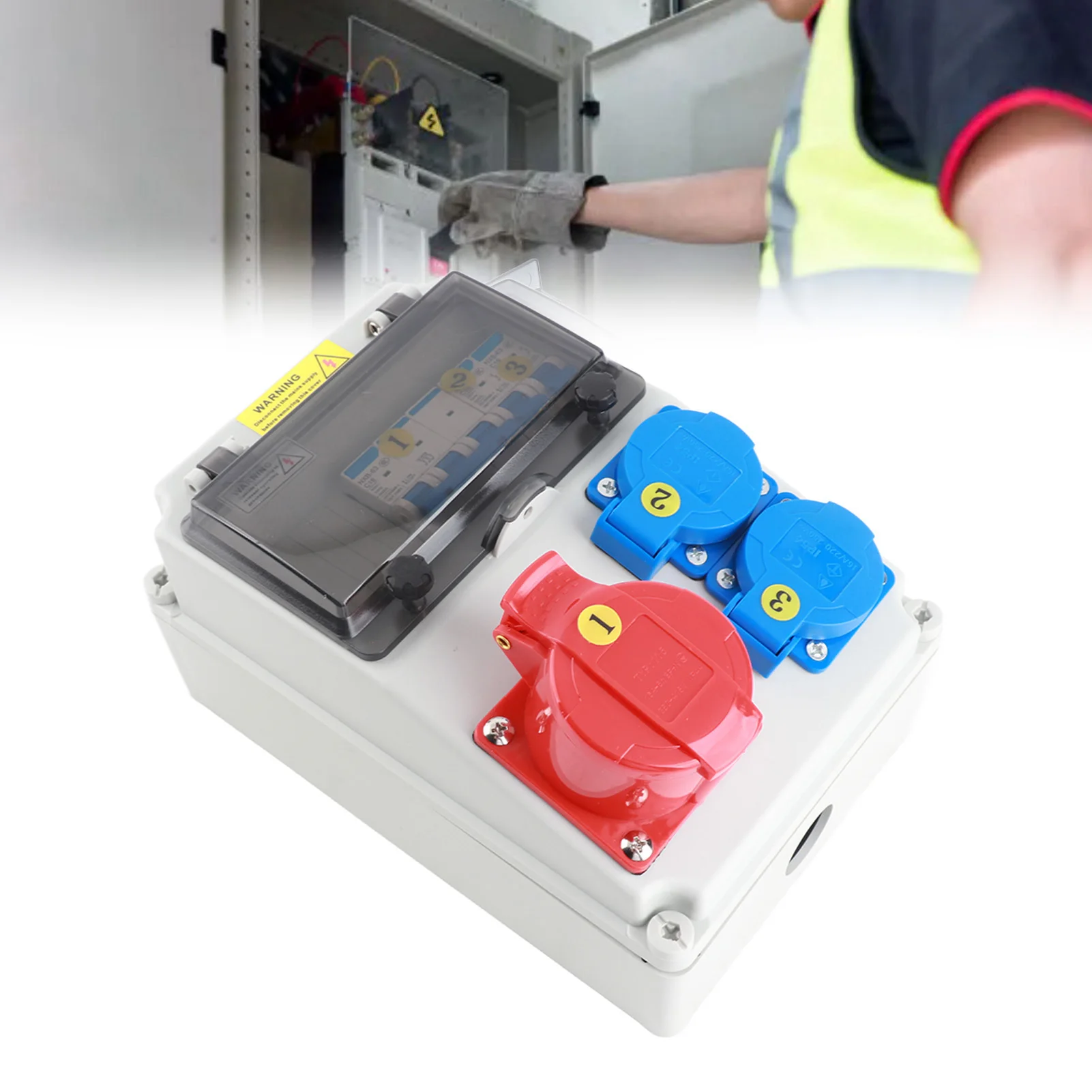 

Industrial Waterproof Socket Box 16A IP67 220-250V 2P+PE & 380-415V 3P+N+PE Dual Output C16 Circuit Breaker European Style