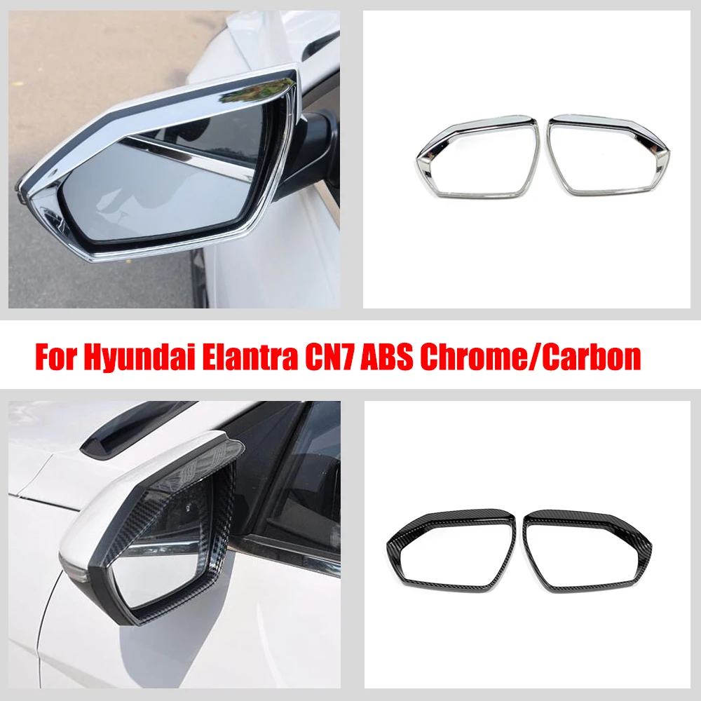 

ABS Chrome Car Side Door rearview mirror block rain eyebrow Cover Trim Car Styling For Hyundai Elantra CN7 Accessories 2020 2021