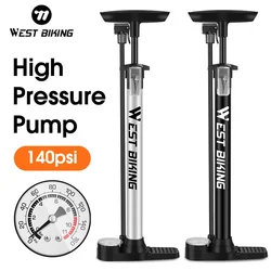 WEST BIKING 120/140 PSI Bicycle Pump High Pressure Bike Air Pump Schrader/Presta/Dunlop Ball Tire Inflator Cycling Accessories