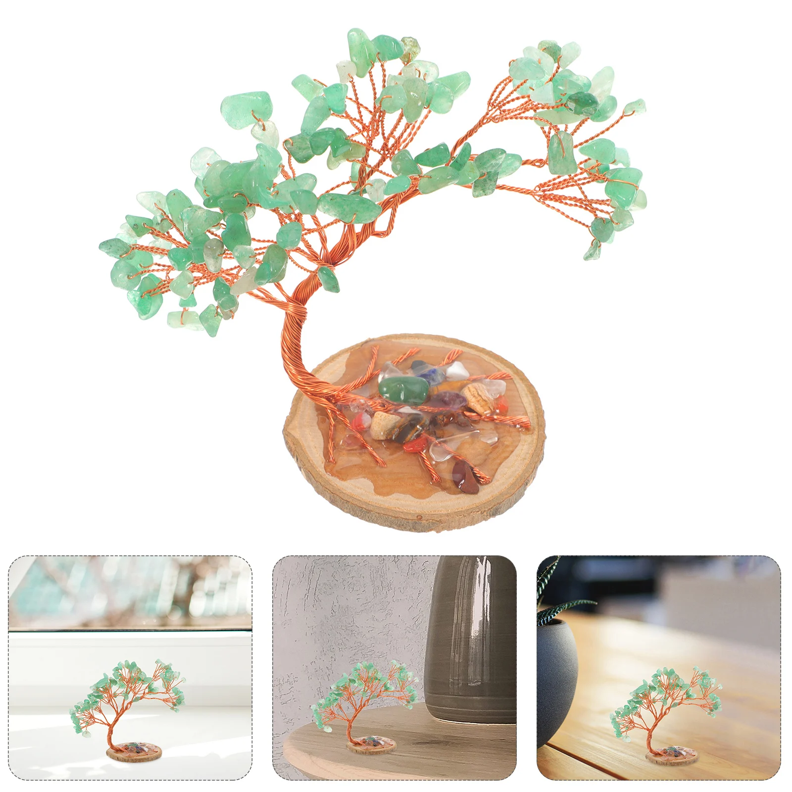 

1pcs Green Aventurine Feng Shui Tree Crystal Decor Home Office Living Room Ornament Unique Gemstone Bonsai Simulation Rock