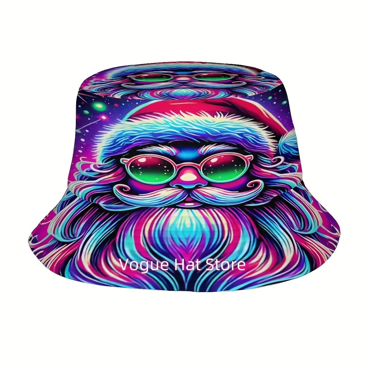 1pc of Christmas-Themed Fisherman Hat Featuring a Neon Santa Claus Design, a Trendy Hat with a Playful Character, Perfect for Ou
