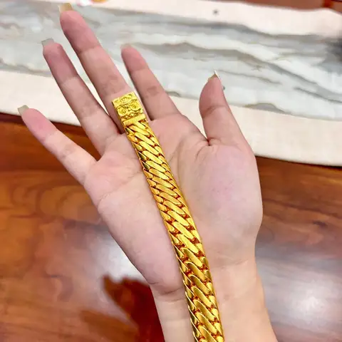 Luxury 9999 24K real gold lion awakening three horsewhip bracelet men's simple personality ancient style local tycoon bracelet
