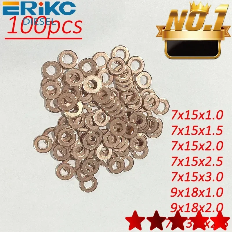 

Diesel Common Rail Injector Nozzle Copper Washer 7x15mm 9x18mm Seal O Ring Pad Gasket Pump Repair Tool for Bosch Delphi 100pcs