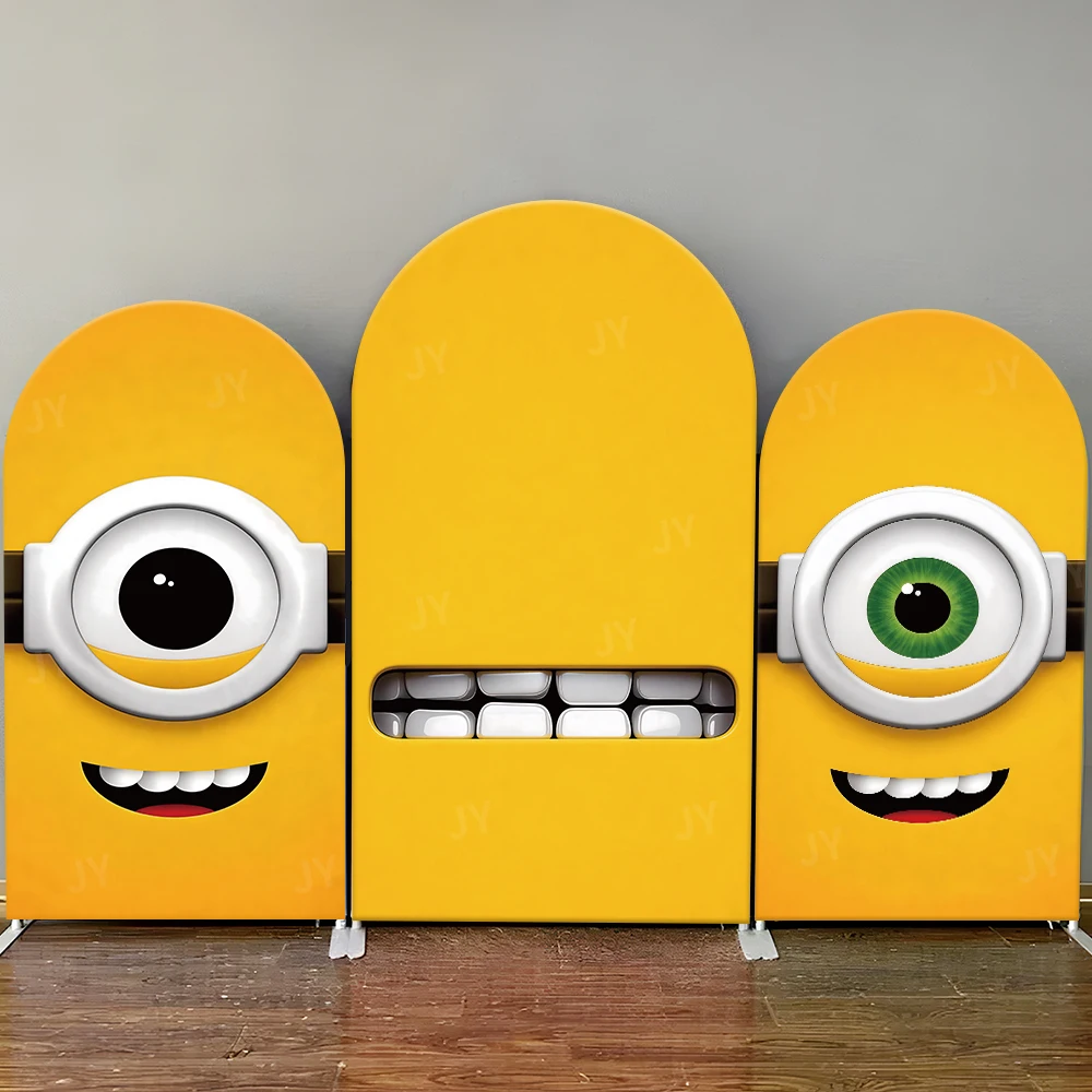 

Minions Arch Backdrop Cover Cute Yellow Cartoon Character Backdrop Cover for Kids Birthday Party Baby Shower Photo Booth