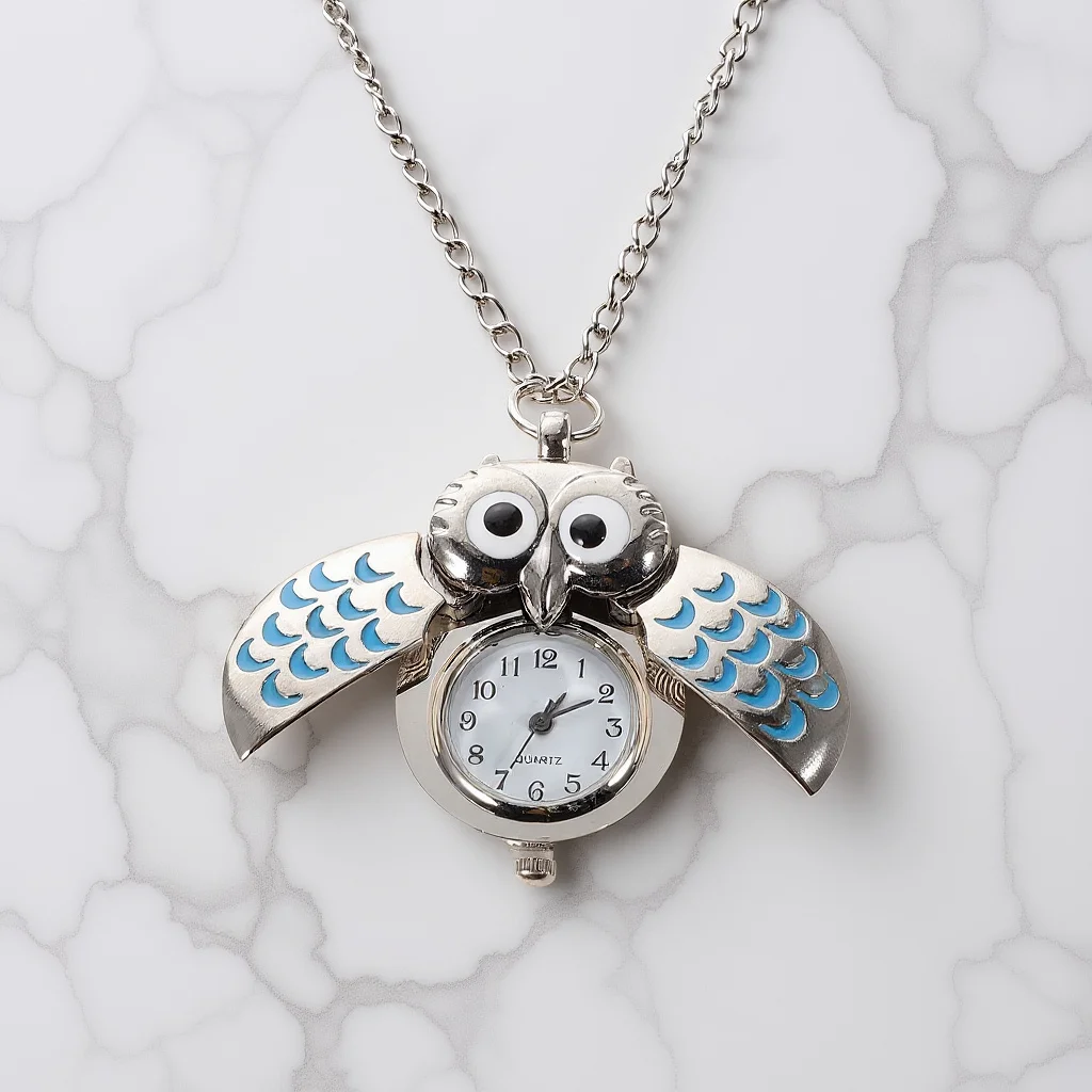 

Cartoon Owl Pocket Watch Necklace Quartz Analog Pendant Stylish Timepiece for Gift Party Daily Use Pocket Watch
