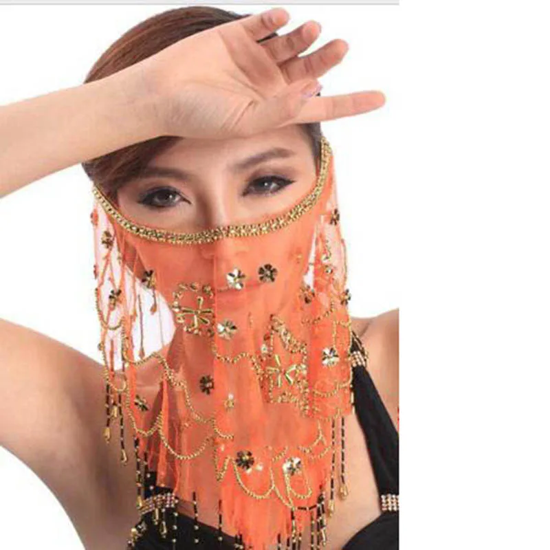 Women Performance Accessories Belly Dance Face Veil Sexy Bellydancing Custome Bollywood Tribal Indian Carnival Party Mesh Veils