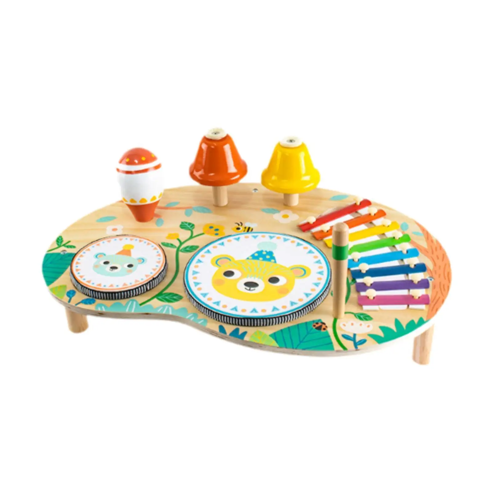 Wooden Xylophone Musical Toy Kids Drum Set Preschool Music Kits Educational Baby