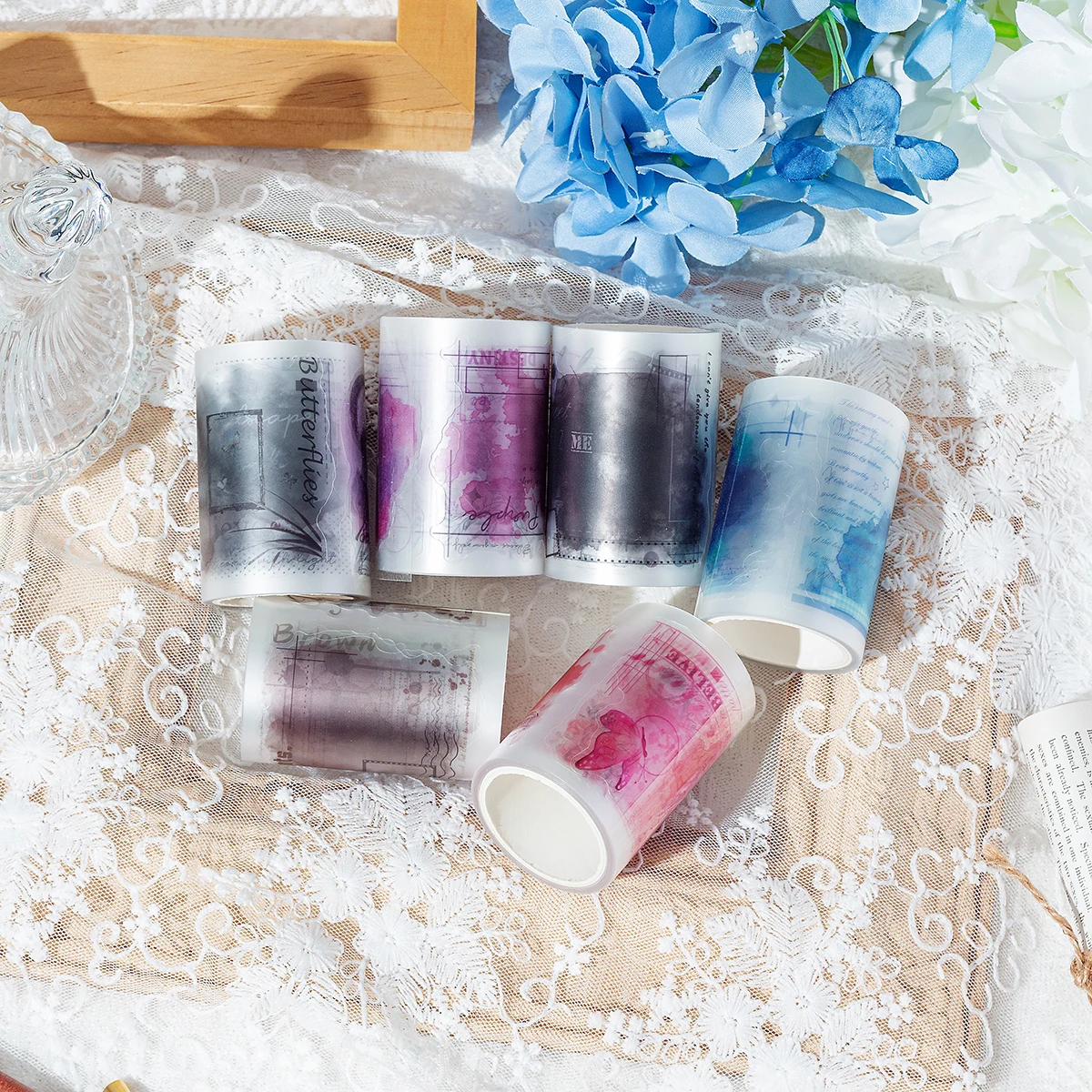 

Набор водонепроницаемых наклеек с романтическими цветочными мотивами, 6 рулонов в коробке, для оформления дневников и скрапбукинга, красивый подарок для друга.