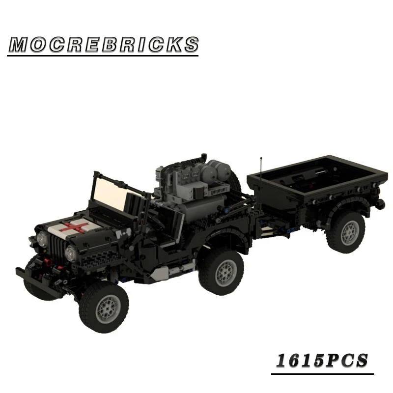 MOC Technology Bricks Military Medical Trailer Model Creative Building Blocks DIY Assembly Display Collection Toy Gifts