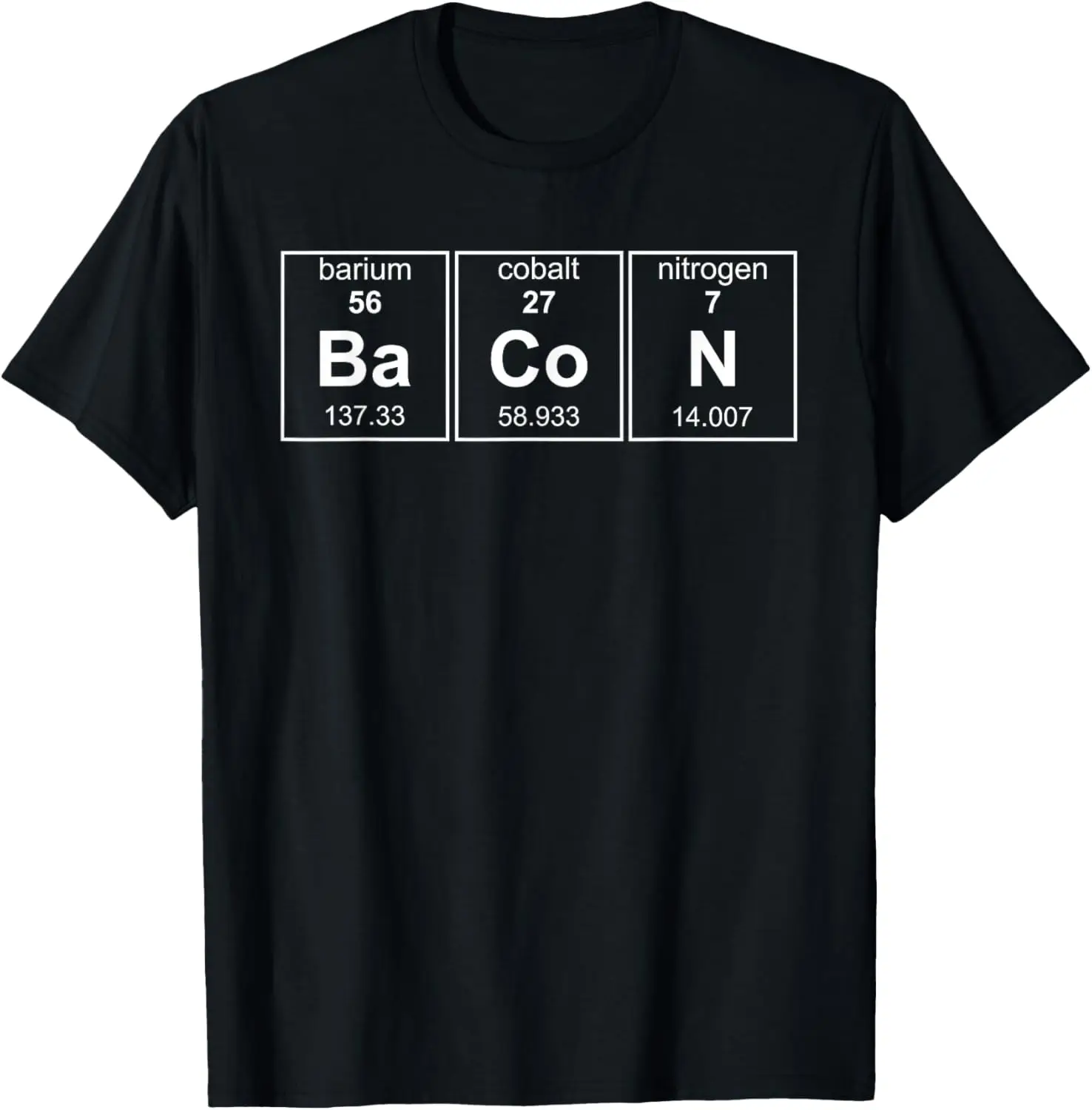 Bacon Chemistry Periodic Table Funny Novelty Tshirt