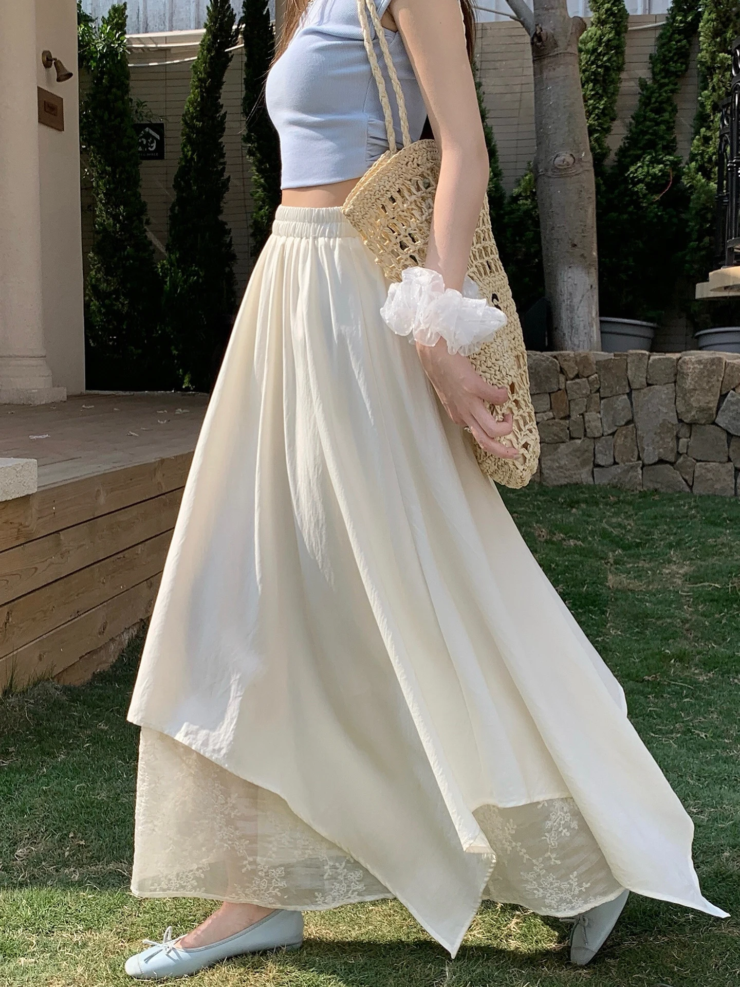 

High Waist Asymmetrical Pleated Skirt Women's Summer 2026 New Style A-Line Umbrella Long Skirt Slimming Drapey Half-length