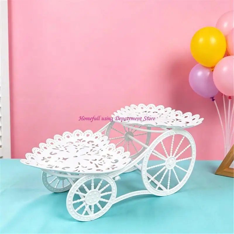  Party Table Dessert Serving Stand with White Trays for Fruit, Pastries and Treat Display during Family Hosting