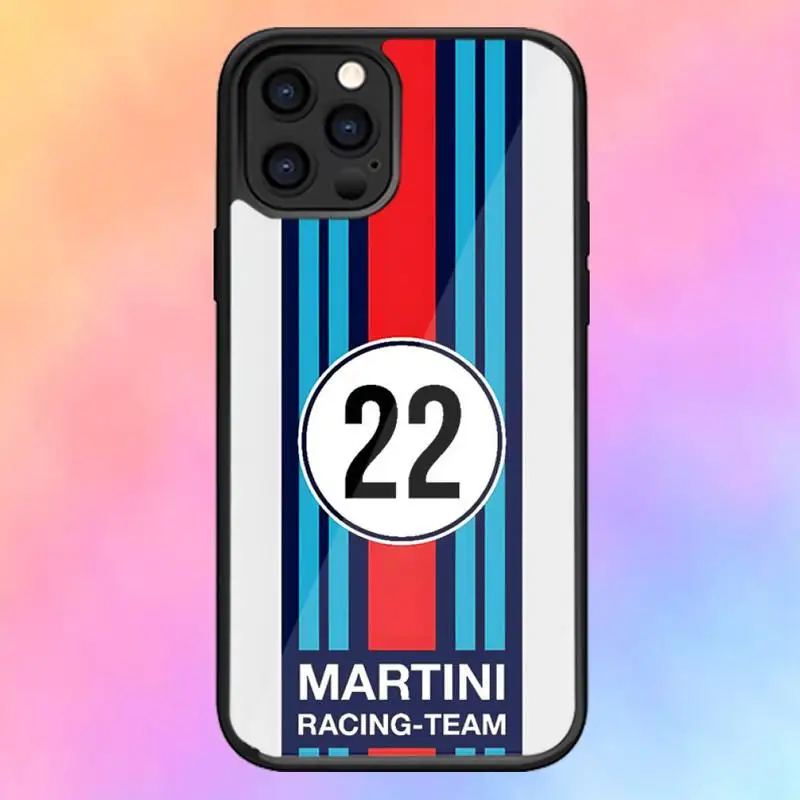 Racing Martini Phone Case For Iphone 14 13 12 11 Pro Max Mini 6 7 8 Plus Xr X Xs Se 2020 Fundas Shell PC+TPU Cover