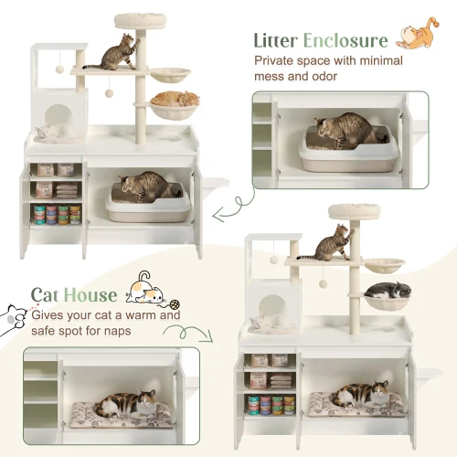 Cat Tree with Litter Box Enclosure 7