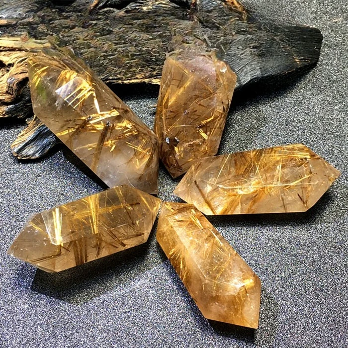 Crystal Natural Stone Quartz Free Form Minerals Smokey Spiritual Raw Rutile Golden Flash Hair Reiki Healing Home Decoration