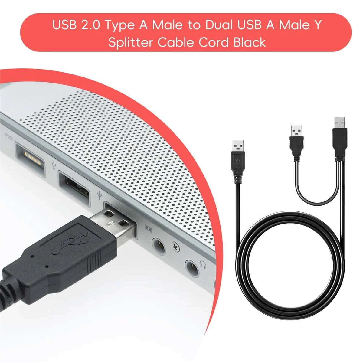 Usb 2.0 Type Een Man Naar Dual Usb Een Mannelijke Y Splitter Kabel Koord Zwart