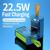 22.5W PD 10000mAh DIY Transparent Power Bank with Quick Charge, Digital Display, Soldering Kit, Mini Portable for iPhone Xiaomi