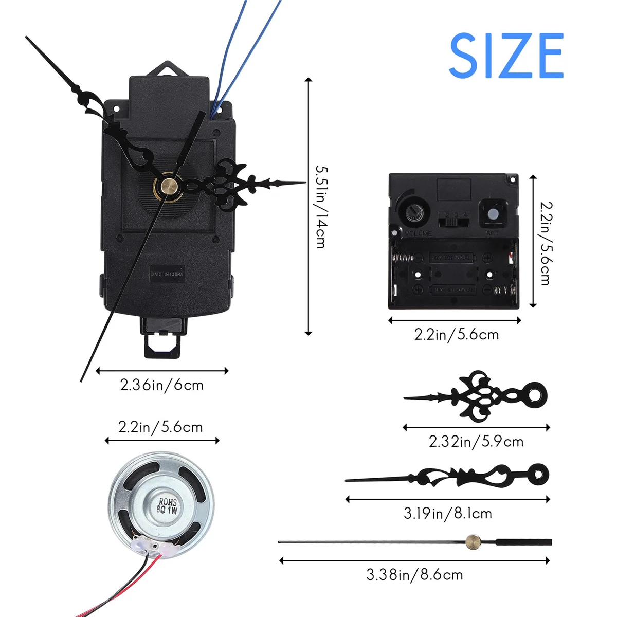 Quartz Pendulum Clock Movement With Black Hands,with Music Box Speaker,Battery Operated,Melody Mechanism for DIY Clock