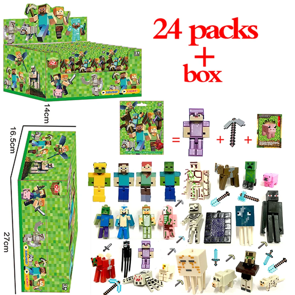 2-24pcs Anime Minecraft Figure Blind Box Action Figurine Doll Kits Collection PVC Model Toys Wholesale children Birthday Gift