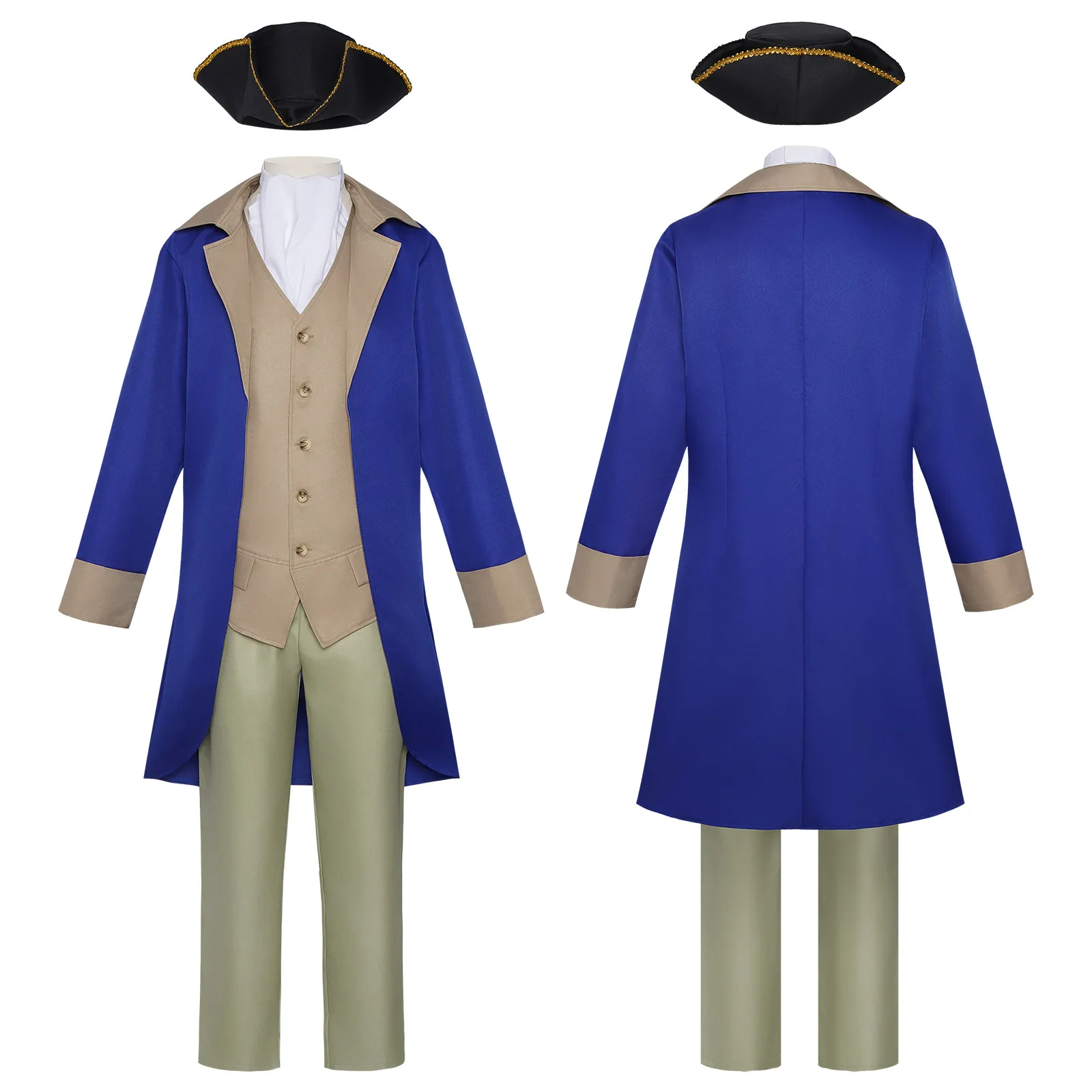George Washington Colonial Cosplay Costume Adult Independence Day Outfit for Anime Stage Performance Carnival Party