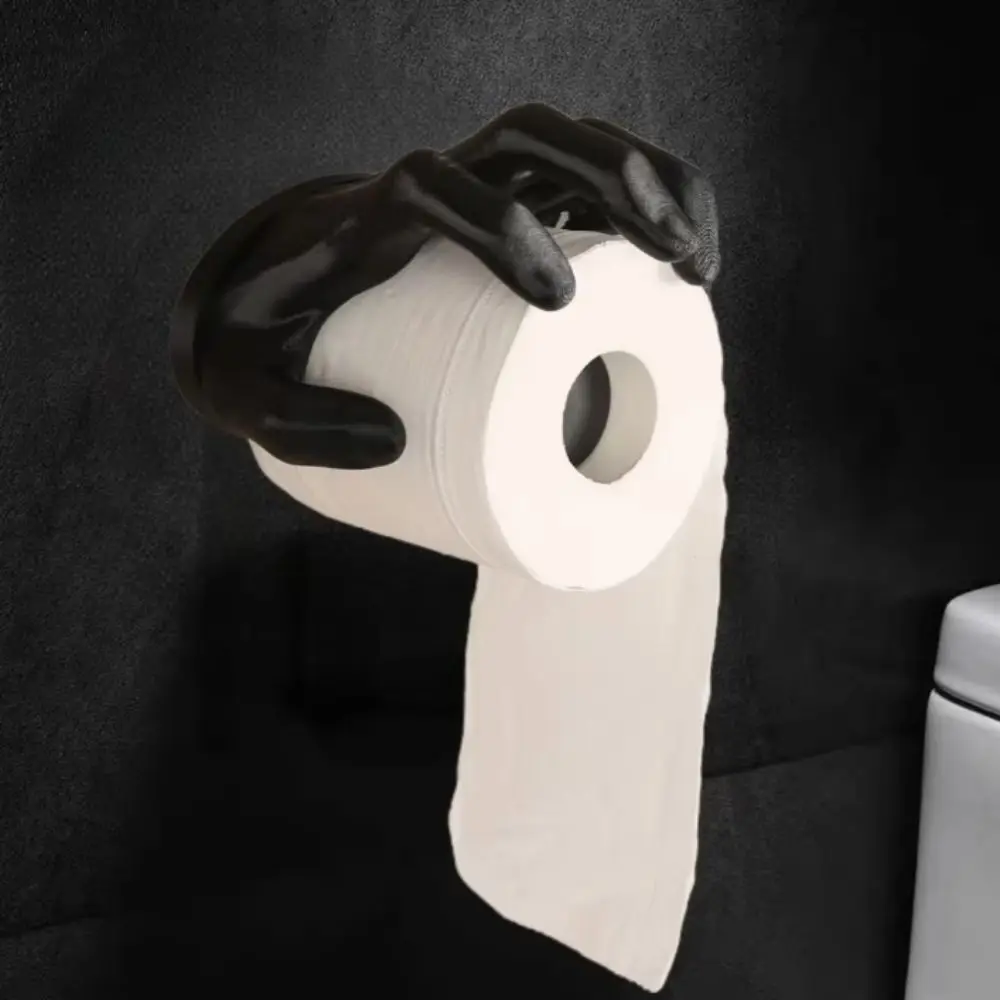 Gothic Style Toilet Paper Decoration Box Black Black White Toilet Paper Holder Wall Mounted Hand-Shaped Tissue Storage Stand