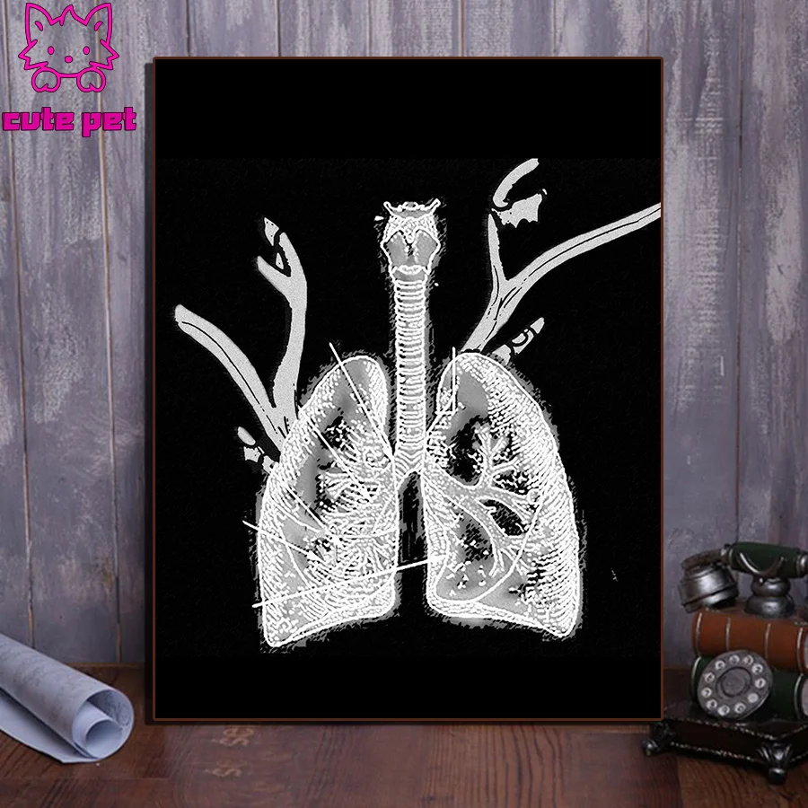 Artistic Anatomy 5D DIY Diamond Painting Organ lungs Diamond Embroidery Full Square Round Drill Poster Mosaic Cross Stitch Decor