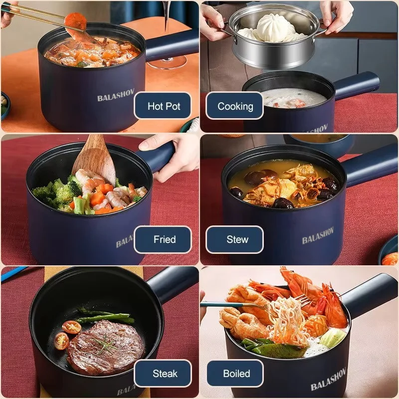 Mini Electric Cooker Multi-Function All-In-One Pot Double Layer Household Noodle Cooker Non-Stick Hot Pot Kitchen Tool