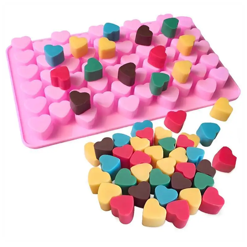 55 Grids Heart Silicone Cake Mold BPA Free Reusable Non-stick Tray for Chocolate Biscuit Soap DIY Baking view 3