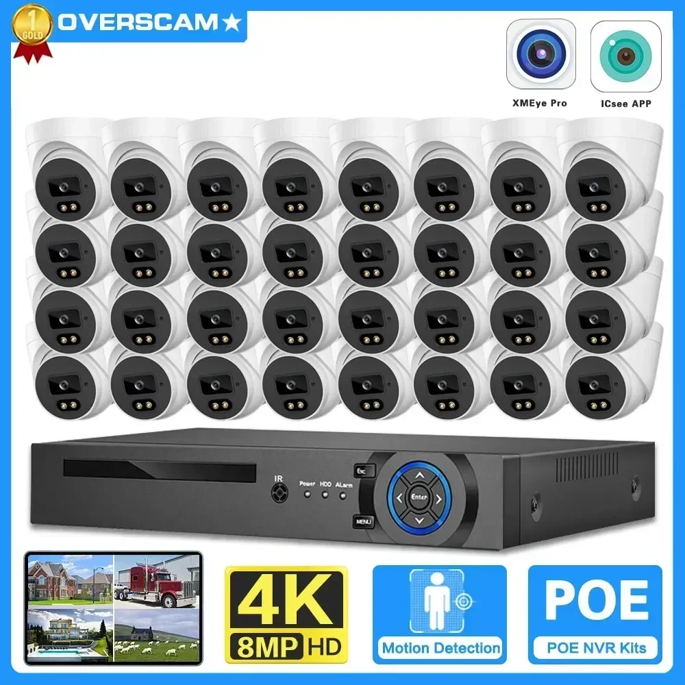 

32CH 4K POE NVR Kit CCTV Camera Security System 8MP Outdoor Motion Detection Two Way Aduio Video Surveillance CCTV Camera Set