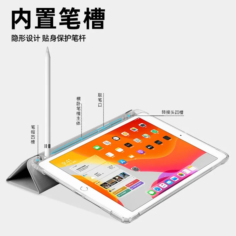 With Pencil Holder Case for iPad Pro 11 A16 11th Air 5 4 10.9 10th iPad 10.2 7 8 9th 9.7 5/6th 2017 2018 Air1/2 9.7 Air3 Pro10.5 image 5