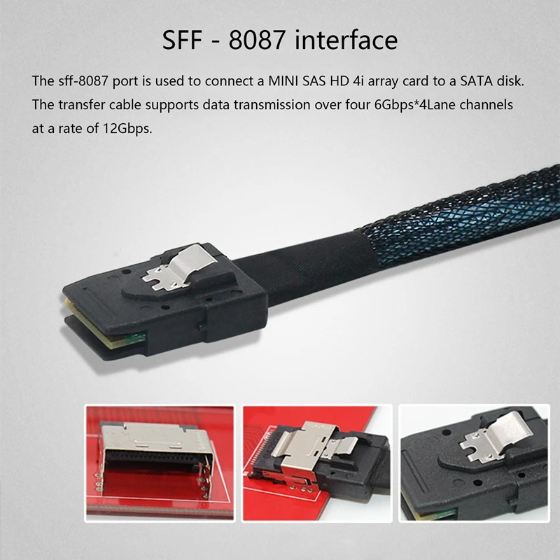 Mini SAS SFF 8087 To 4 SFF 8482 29+15P SATA Hard Disk Cable All-In-One Hard Disk Data Cable 50Cm SATA Cable