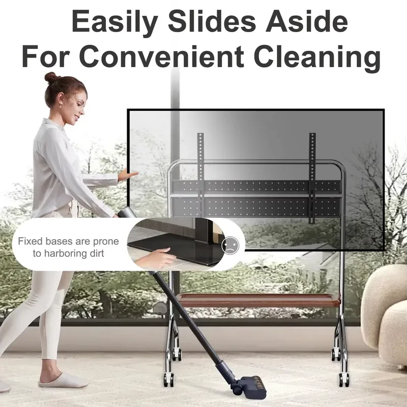 Mobile TV Cart Easel Rolling TV Stand for 32 to 65 Inch LCD LED OLED Flat Panel Screens, Stainless Steel Portable Floor TV view 6