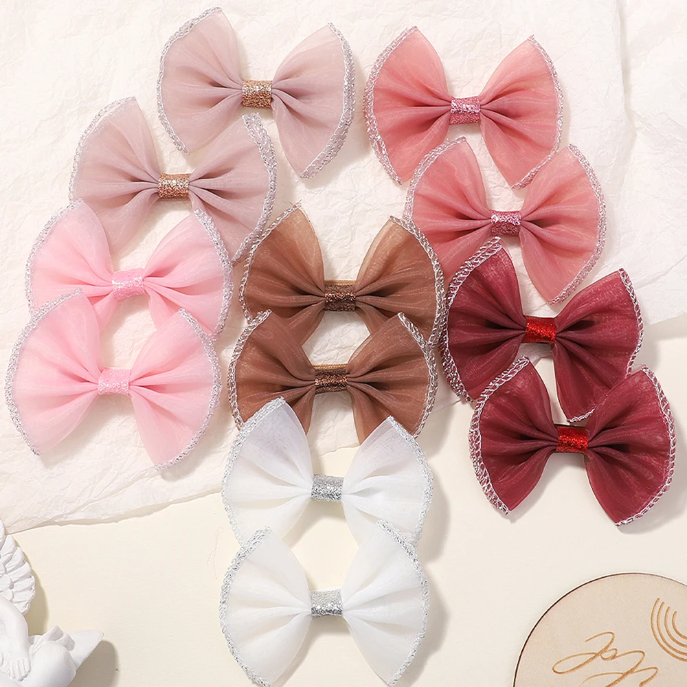 2Pcs Fashion Sequin Hairpin Girl Kids Bow Glitter Hairclip Colorful Bowknot Hairgripe Baby Child Hair Accessories Wholesale Gift