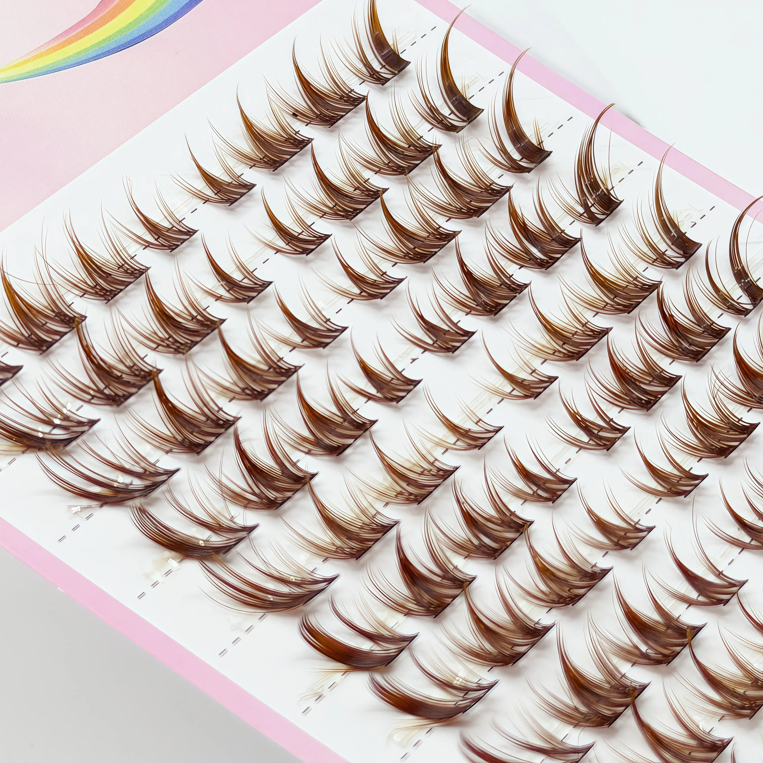 80 pcs of brown false eyelashes, natural-looking anime false eyelashes, delicate Japanese-style cosmetic false eyelashes