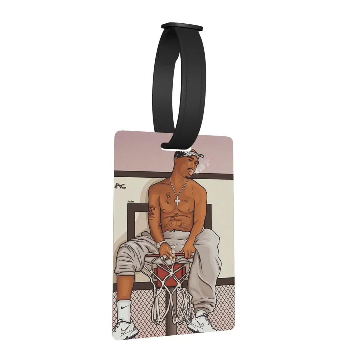

Бирка для багажа с изображением рэпера Тупака (2PAC), аксессуар для чемодана, идентификационная этикетка для путешествий, держатель для багажа с именем и адресом