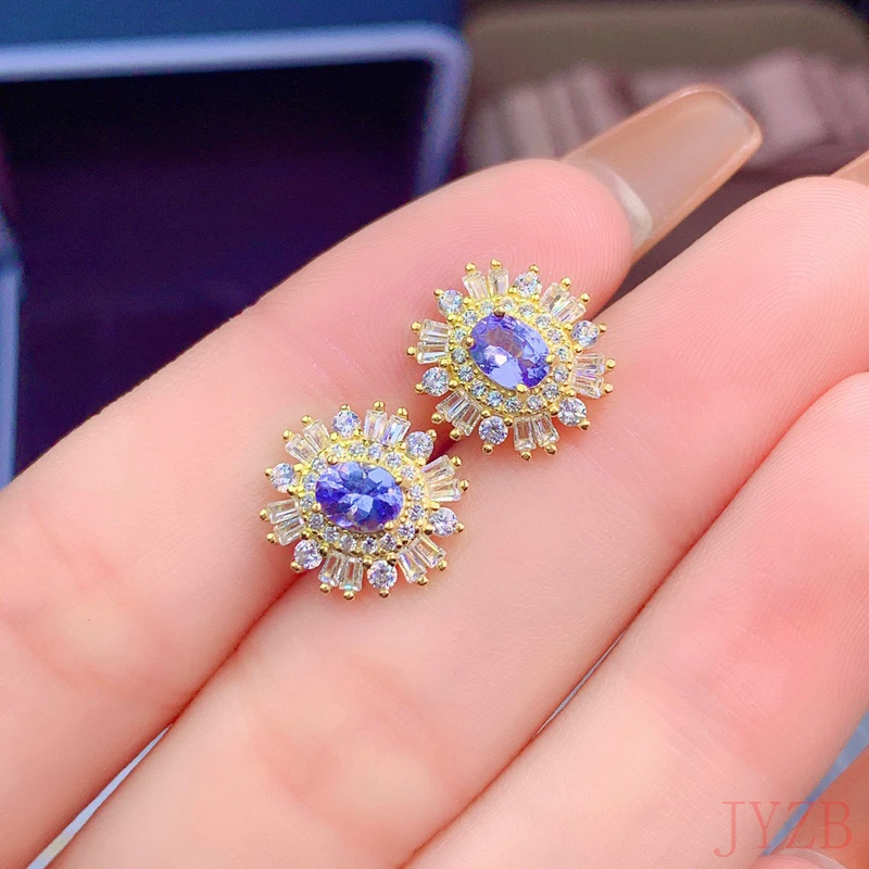 

Tanzanite Jewel earrings for Women solid 925 Sterling silver Wedding handcrafted Jewelry fashion gifts for girls trend