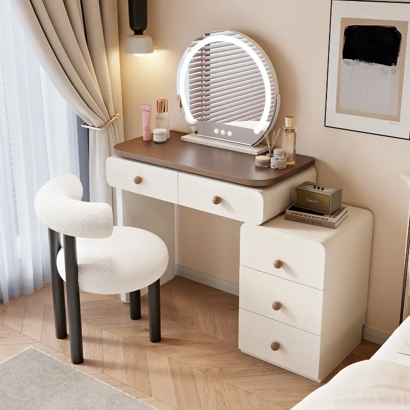 

Solid wood dresser modern bedroom simple makeup table small apartment light luxury bedside storage integrated makeup table
