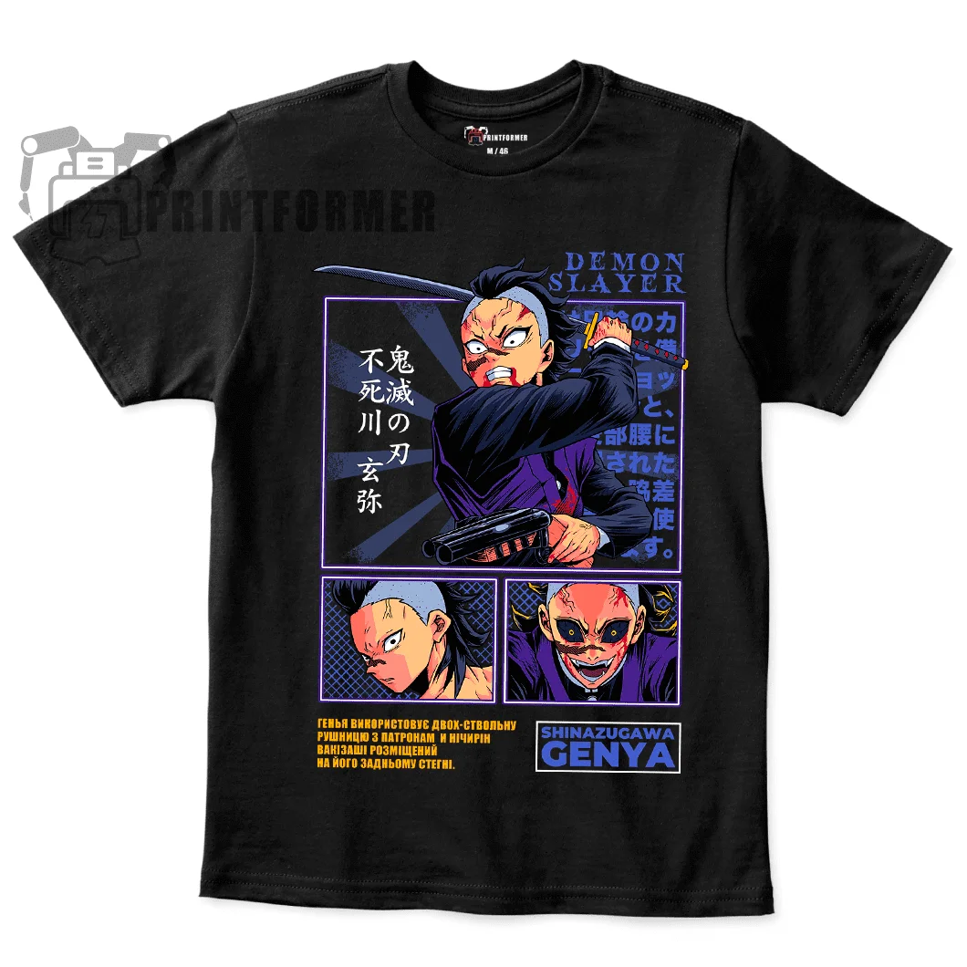 Genya Shinazugawa camiseta Kimetsu No Yaiba Demon Slayer Tanjiro camiseta de todas las tallas