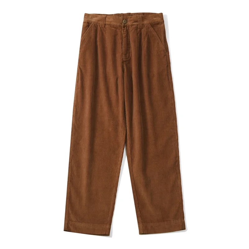 Men's Loose Corduroy Straight Tube Wide Leg Pants Cotton Casual Tooling Trousers Outdoor Hiking Camping Travel Cargo Clothes