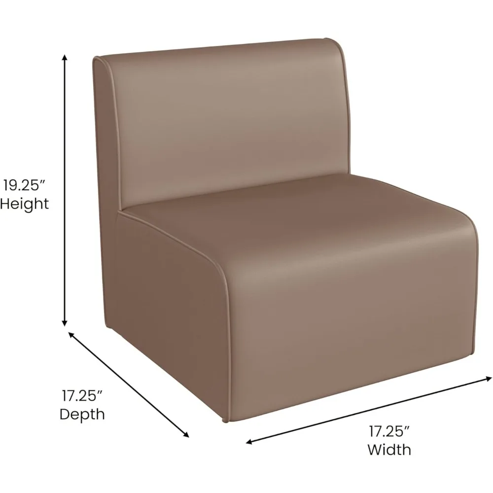 Assento macio da sala de aula modular sem braços, sofá 1-Seater, vinil neutro, 17,25 "W x 17,25" D x 19,25 "H, categoria comercial