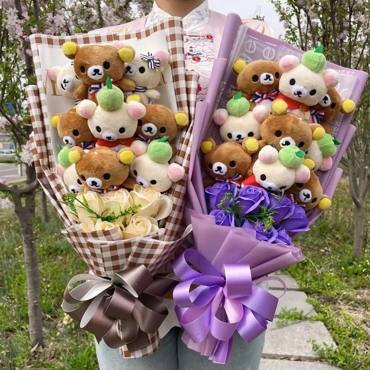 Teddy Bear Stuffed Animal Plush Toy Rilakkuma Bear Flower Bouquet Gift Box Graduation Birthday Valentine's Day Christmas Gifts