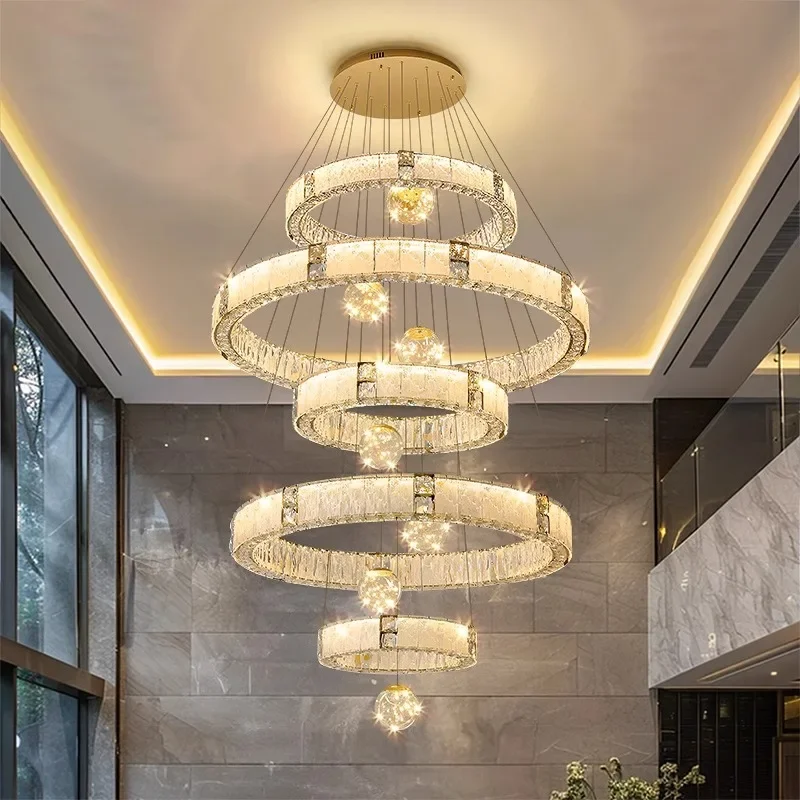 

Современная хрустальная люстра для дома, подвесной светильник для лестницы, подвесные светильники для гостиной, интерьерное освещение