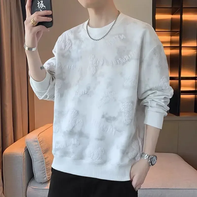 

LIBIELIY LIBIELIY Korean Fashion Men New Autumn Winter Cartoon Printing Trend Youth Versatile Casual Long Sleeve Loose Pullovers