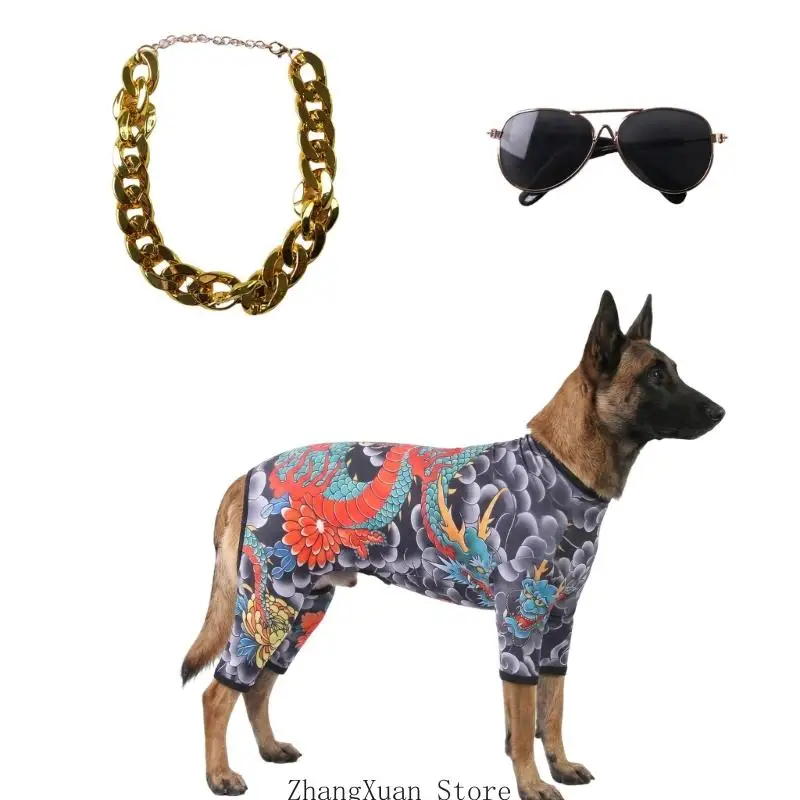 Bedrucktes Hundekostüm-Set für Fotos, Spaziergänge und kurze Video-Styling-Verkleidungen 3XUF – Detail 4