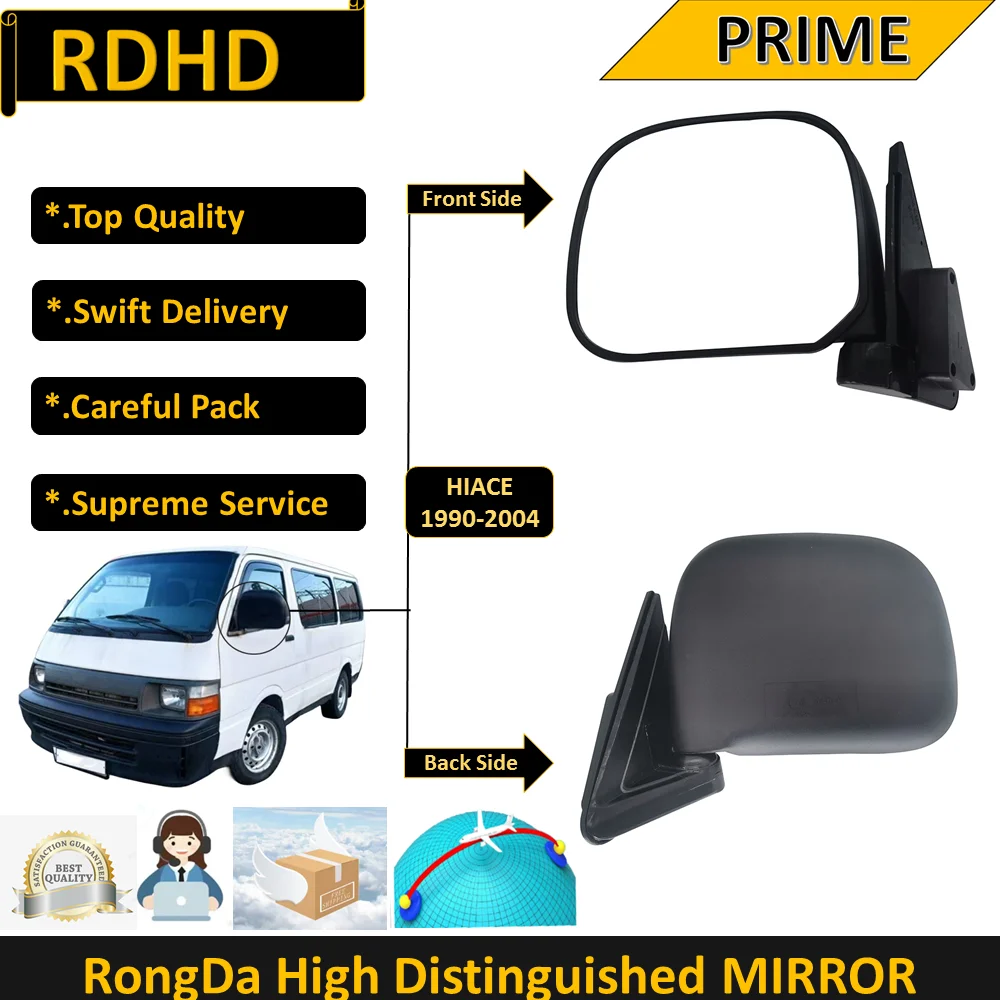 Espejo retrovisor para puerta de coche, accesorio para Toyota Hiace 1990-2004, color negro