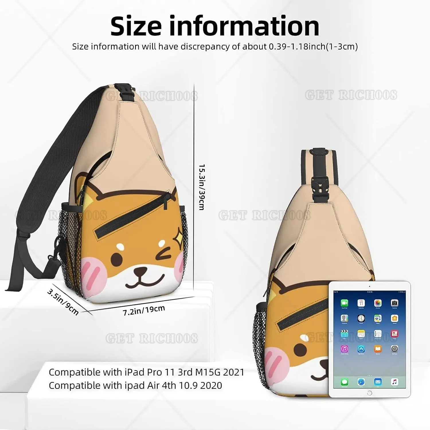 Mochila cruzada de perro Shiba para hombre y mujer, bolso de pecho de viaje para senderismo y correr