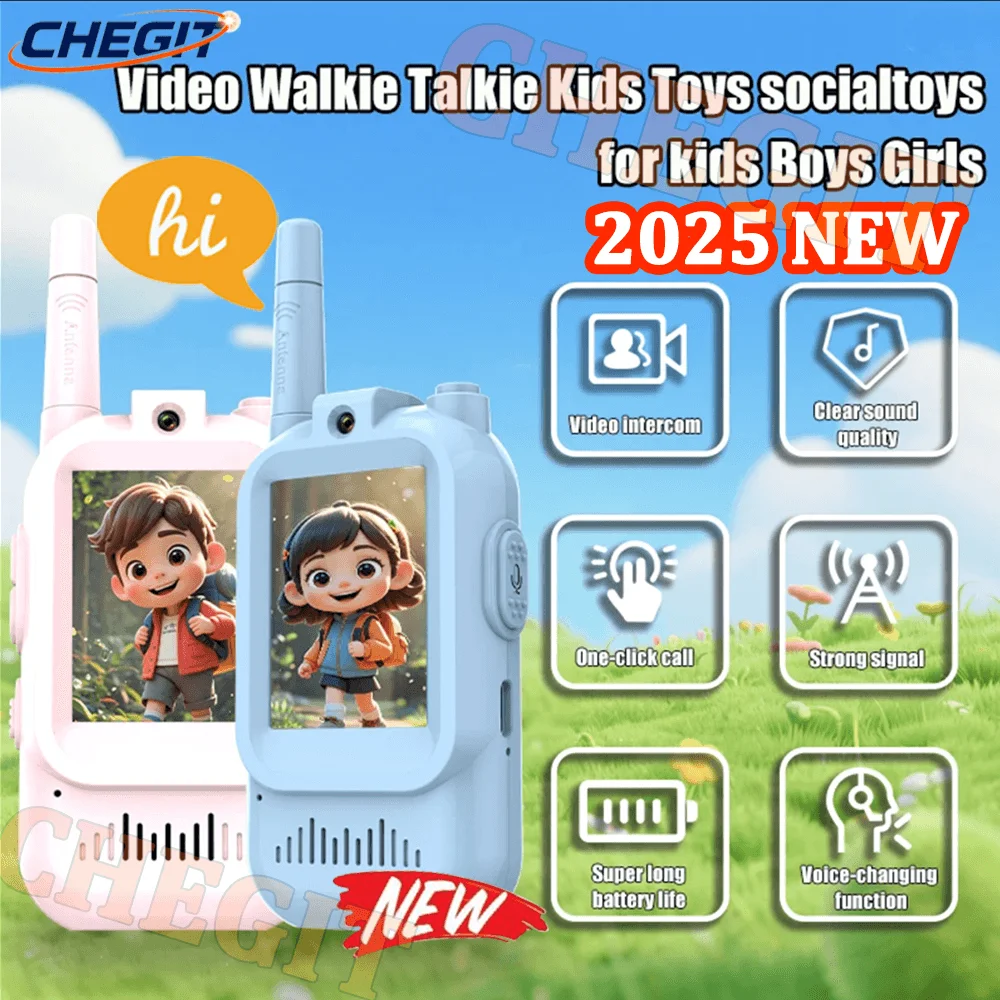 2 "HD شاشة الاطفال فيديو لاسلكي تخاطب USB-C قابلة للشحن الخطوط الصوتية بنقرة واحدة دعوة الكرتون الاتصال الداخلي هدية الكريسماس للأطفال #1