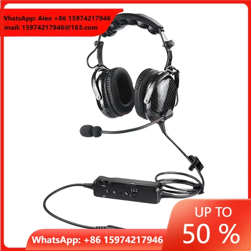 Ultra-lightweight Carbon Fiber Aviation ANR Headset GA Dual Plug Active Noise Canceling For General Aircraft Telephone Headsets