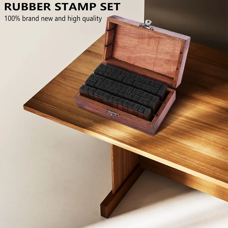 Rubber Stamp Alphabet Number Symbol Wooden Box Set Print Style Wood Letter 70PCS