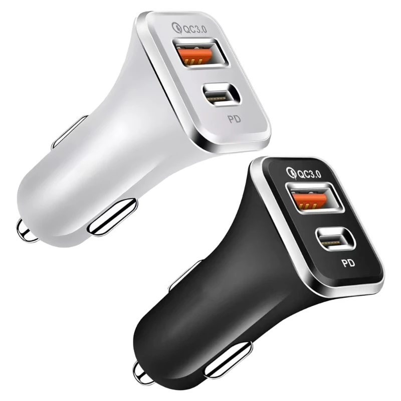 Fast Speed Charging Car Adapter with USB C and USB A Double Port 38W Total Output for Efficient Device Charging